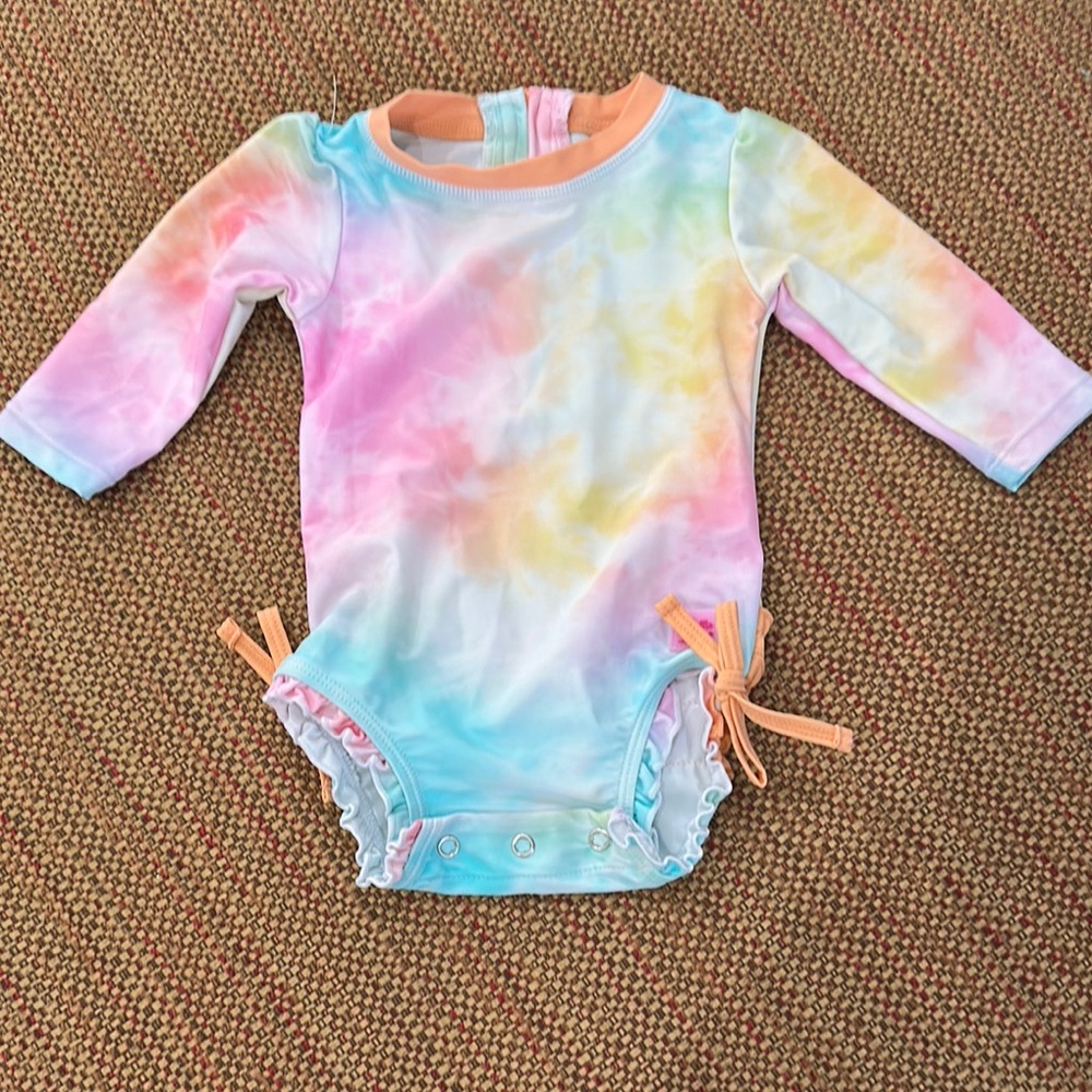 Ruffle Butts Rainbow Tie-Dye Long Sleeve Onesie